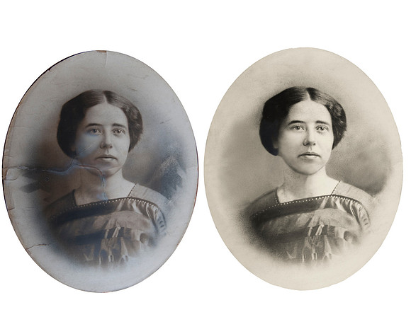 Photo restoration before and after