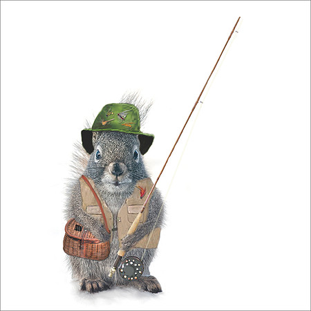 Fishing Squirrel Coaster