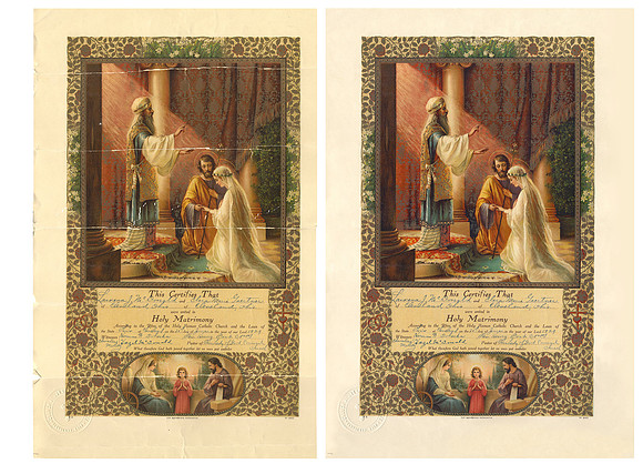 Wedding Certificate before and after